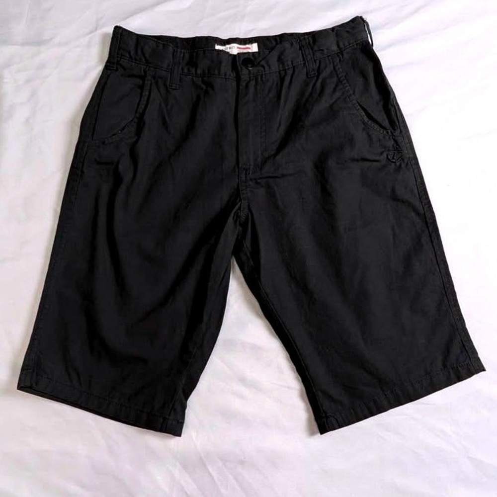 Castro ~ Chino Shorts ~ Kids 12-13y ~ Black Adjustable Waist Cotton Anchor Logo